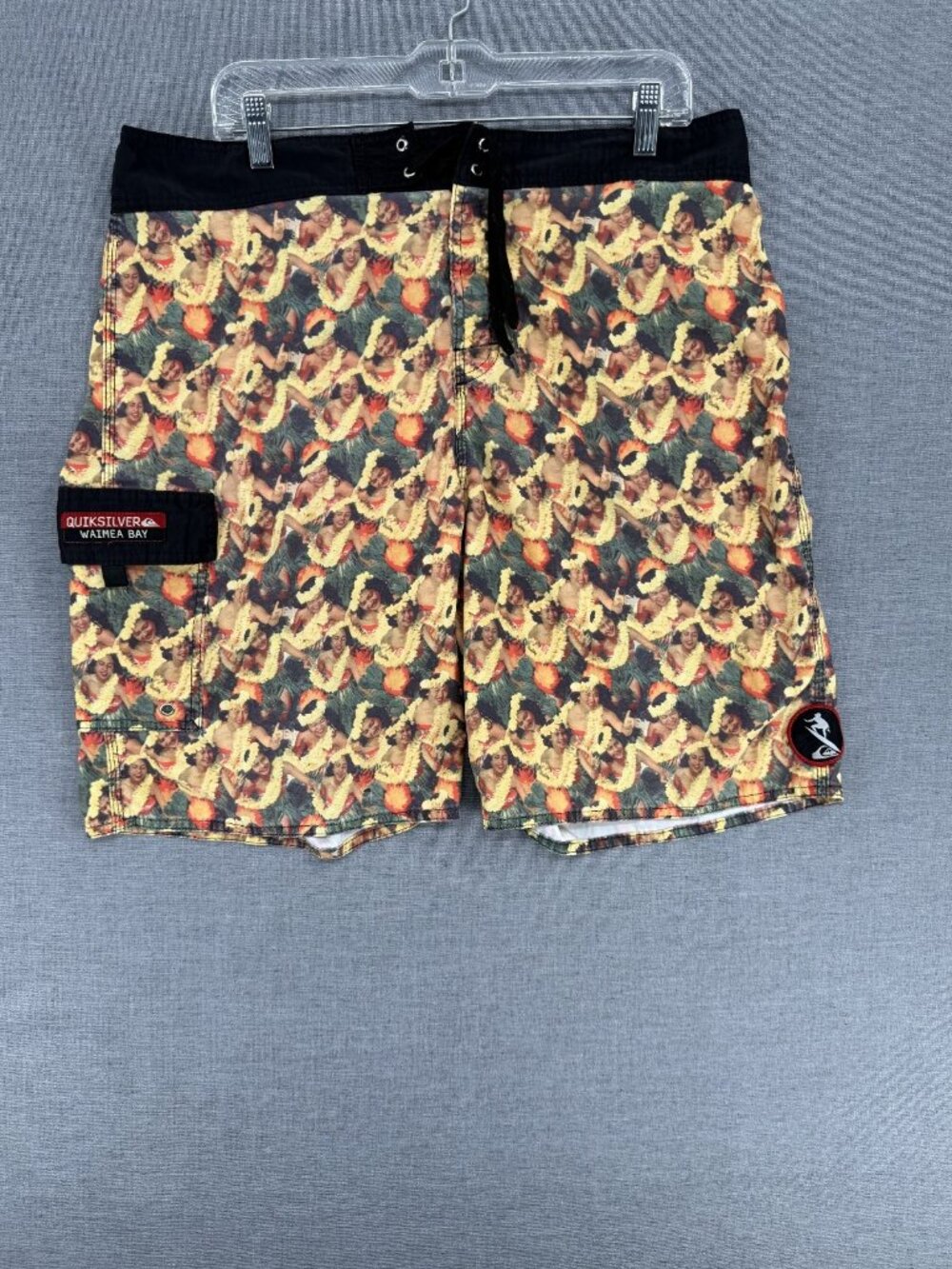 Quiksilver Eddie Aikau Waimea Bay Hawaii Board Shorts Mens 36 9" Hula Girls RARE